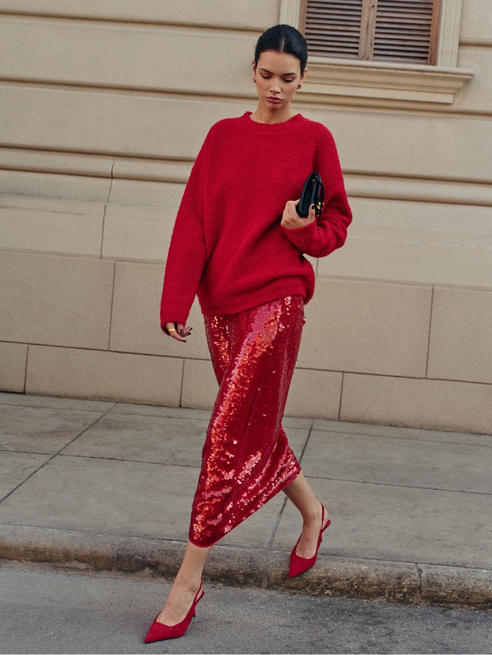 Commense Elegant Plain Sequins Skirt